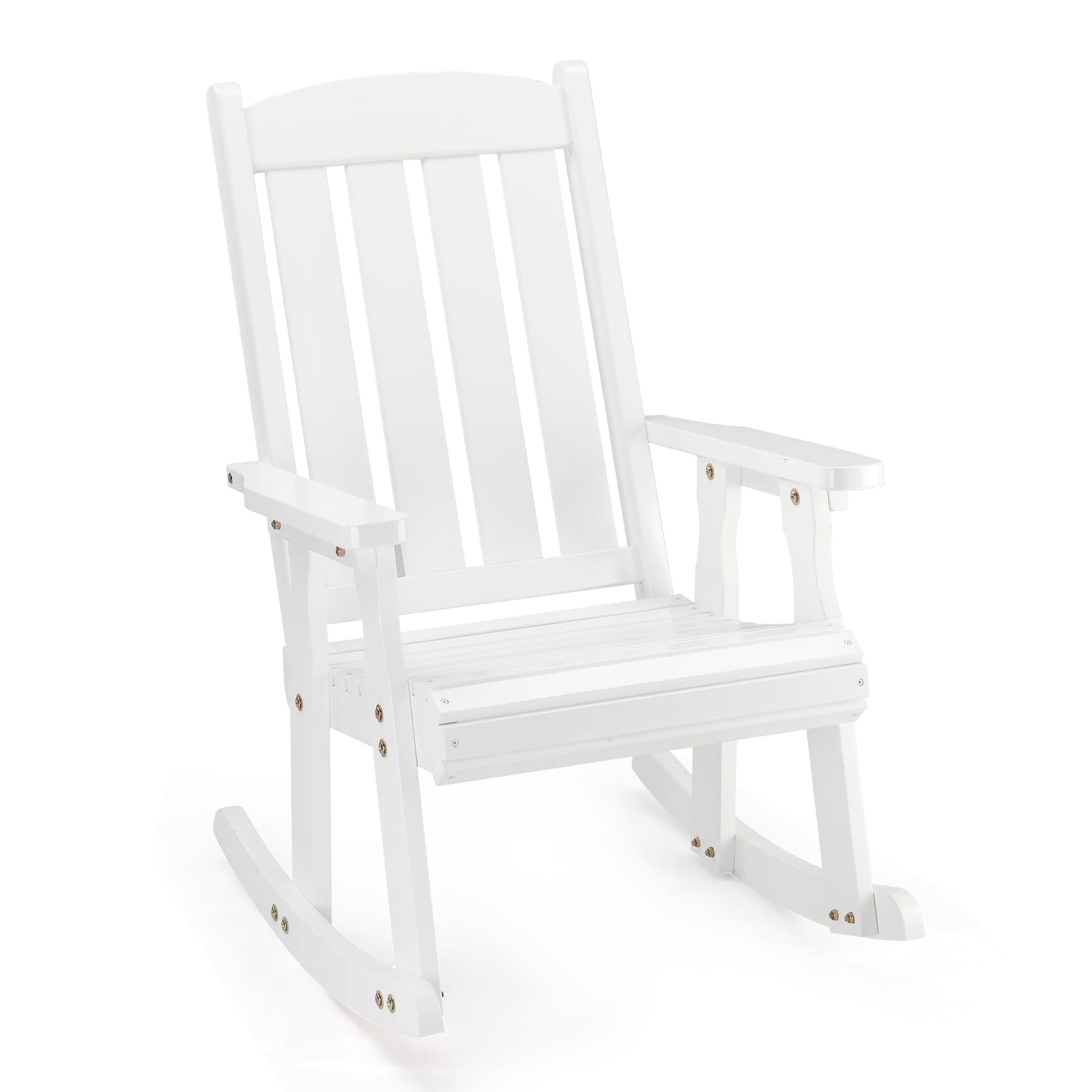 VINGLI Outdoor Rocking Chair Set of 2, Heavy Duty 600 LBS Wooden Rocking Chair with Comfortable Backrest, Weatherproof Rocker with Ergonomic Design, Suit for Patio, Garden, Yard, Teak