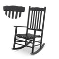 Outvita Outdoor Rocking Chair, Solid Wood High Back Rocker, All Weather Lounge Chair for Porch Patio Fire Pit Garden Backyard Deck Indoor, Wave Shape, Natural