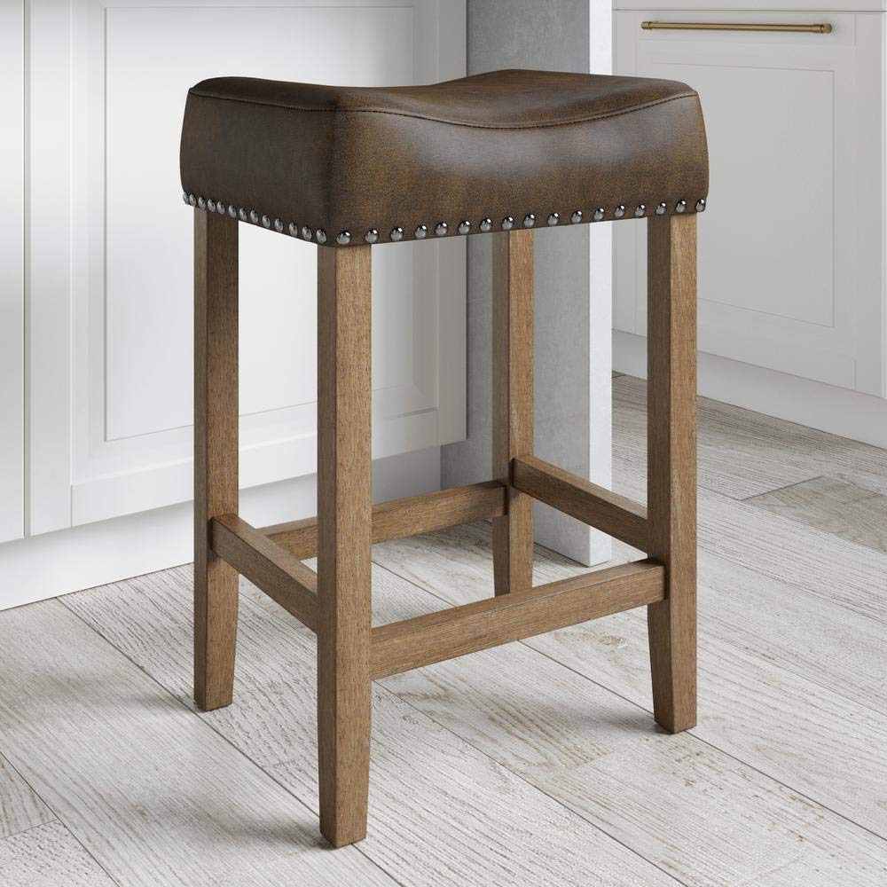 Nathan James Harvey Rattan Bar Stool, Bohemian Counter Height Stool with Woven Seagrass Seat, Solid Wood Legs, and Metal Footrest Seagrass/Brushed Gray, Set of 2