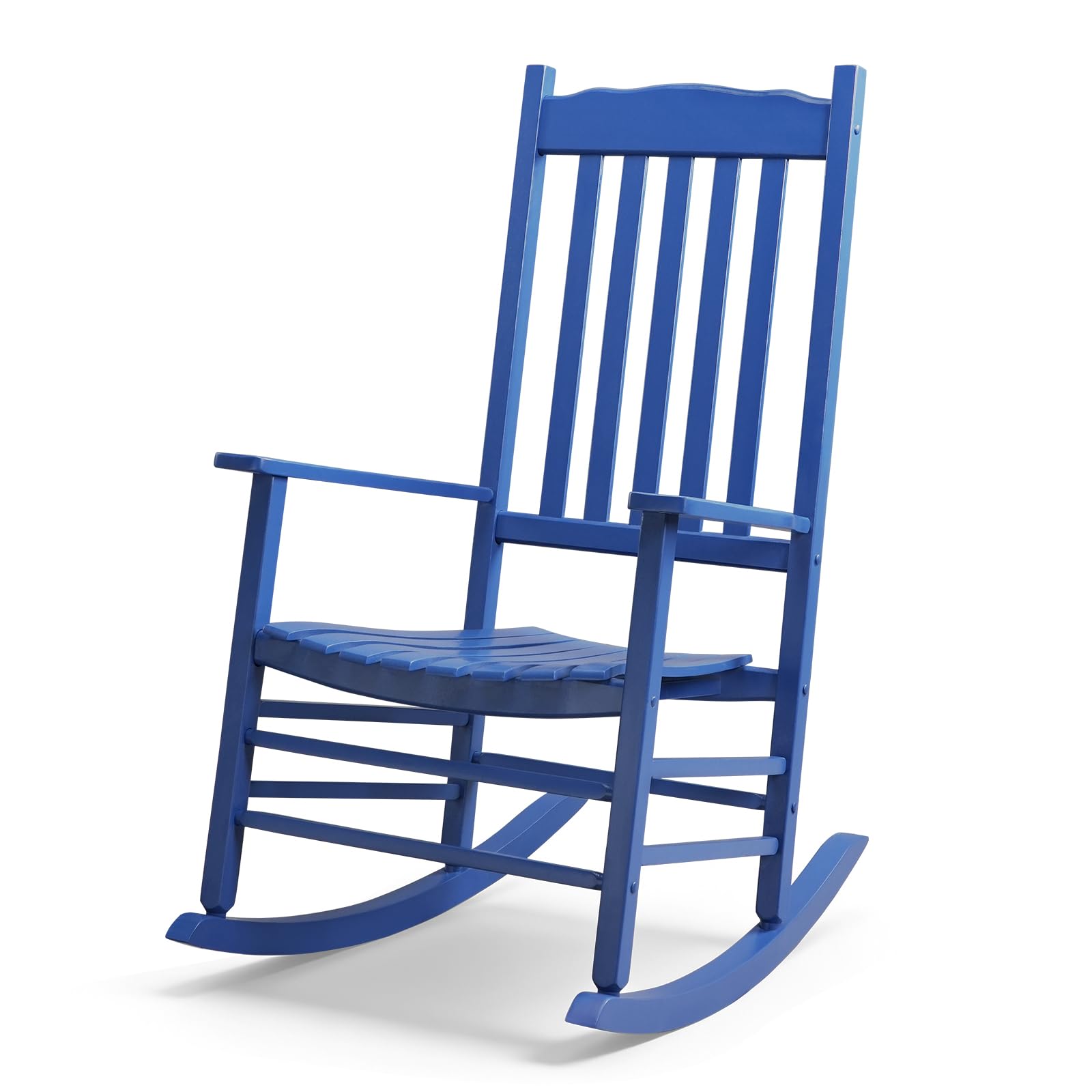 Outvita Outdoor Rocking Chair, Solid Wood High Back Rocker, All Weather Lounge Chair for Porch Patio Fire Pit Garden Backyard Deck Indoor, Wave Shape, Natural