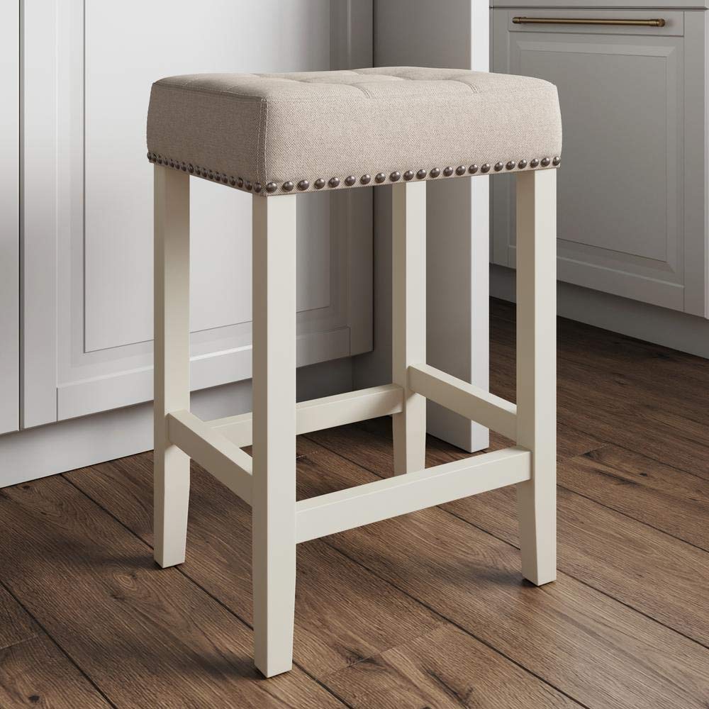 Nathan James Harvey Rattan Bar Stool, Bohemian Counter Height Stool with Woven Seagrass Seat, Solid Wood Legs, and Metal Footrest Seagrass/Brushed Black