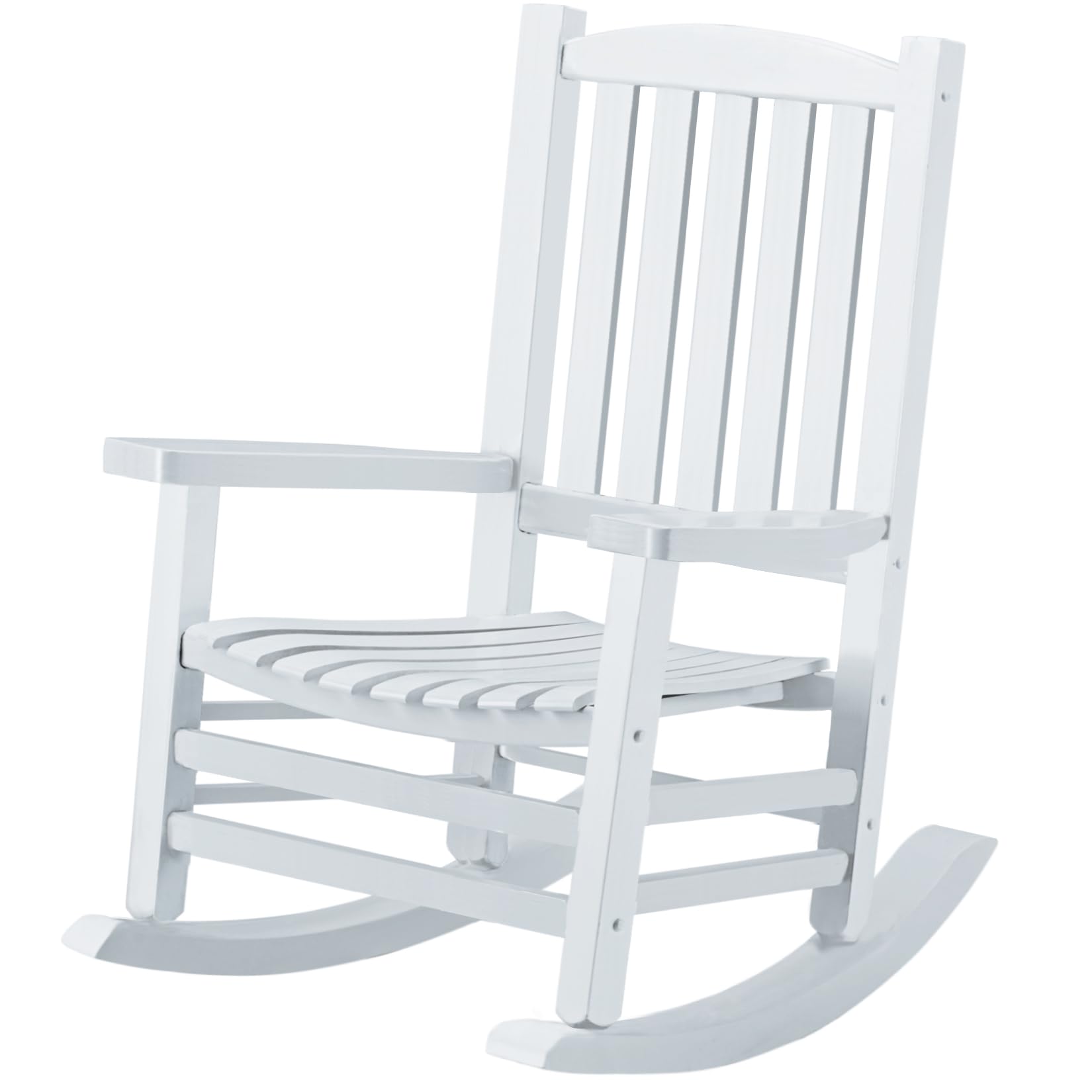 Hupmad Wooden Oversized Porch Rocker Chair with High Back and Armrest, All Weather Slatted Rocker for Backyard, Garden, 400 lbs Support, Natural