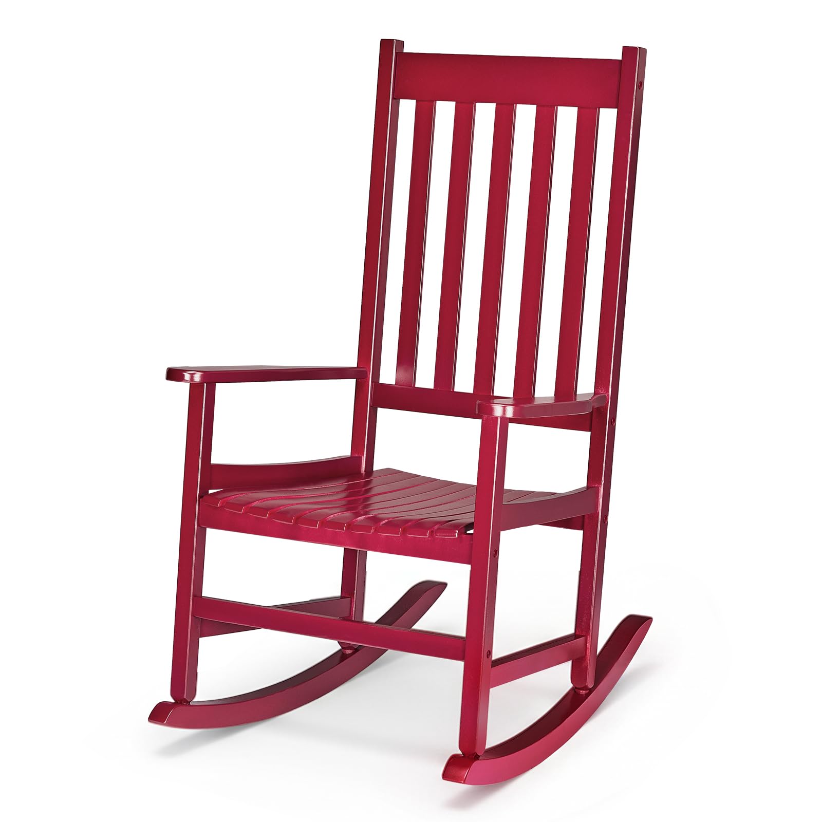 Outvita Outdoor Rocking Chair, Solid Wood High Back Rocker, All Weather Lounge Chair for Porch Patio Fire Pit Garden Backyard Deck Indoor, White