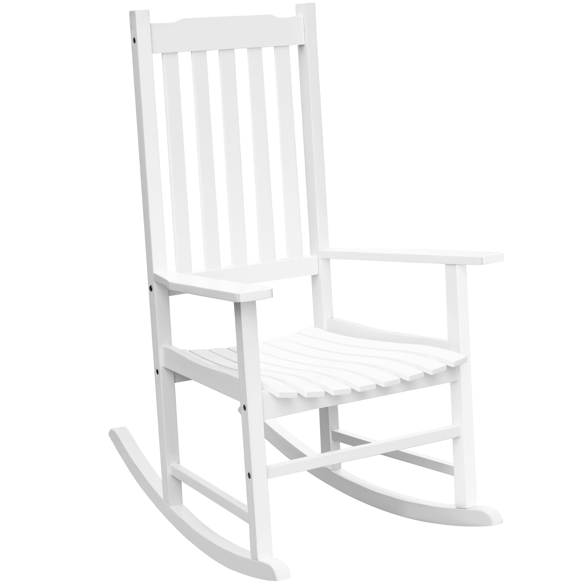 2 Acacia Wood Patio Rocking Chairs, High Back Brown
