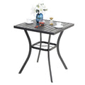PHI VILLA Outdoor Patio Bar Table for 4-6, Counter Height Rectangle Bar Table with All Weather Metal Steel Frame Black for Outside, Yard, Garden and Deck
