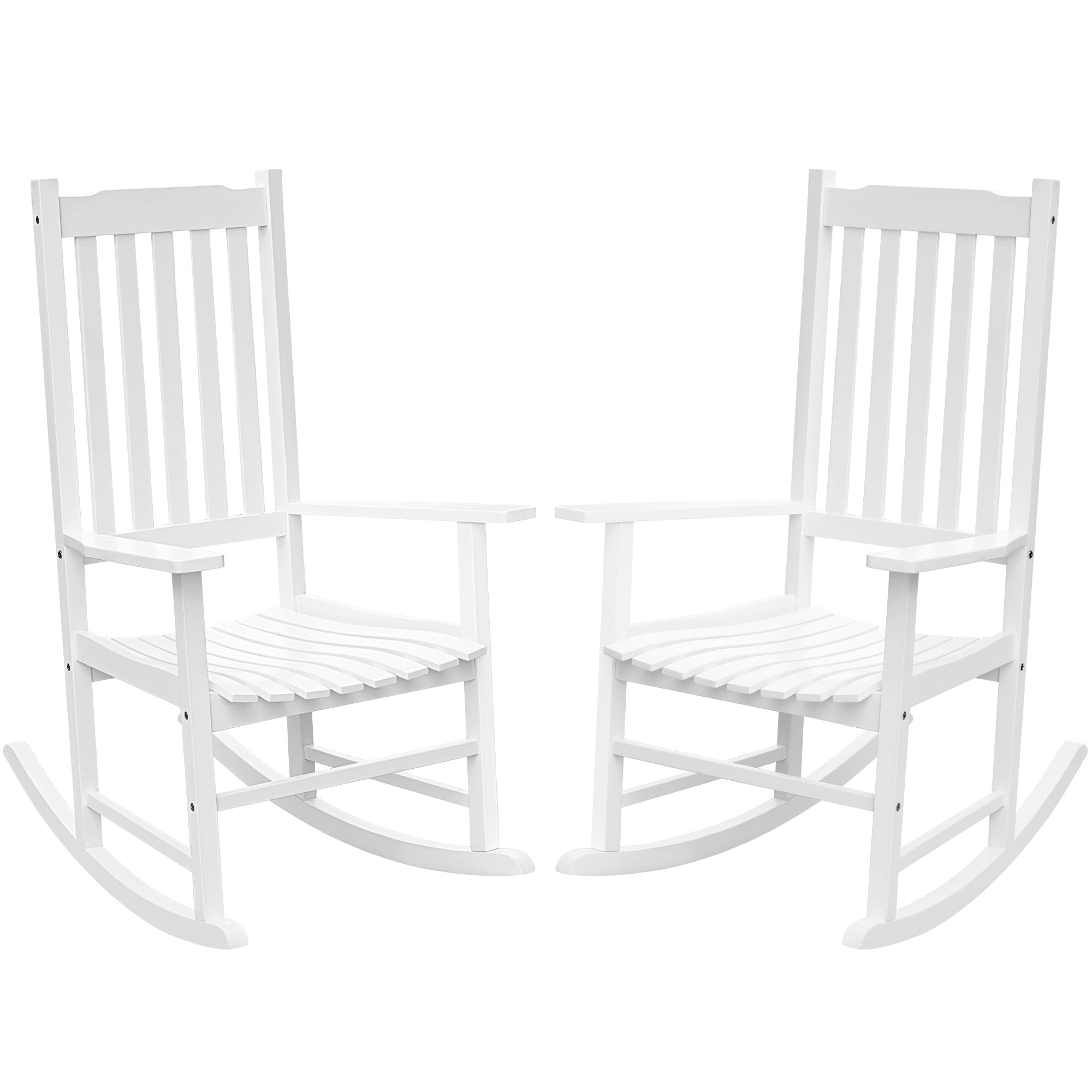 2 Acacia Wood Patio Rocking Chairs, High Back Brown
