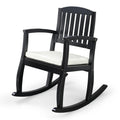 VINGLI Wooden Rocking Chair with Cushion,Outdoor Indoor Rocking Chair Supports Up to 450 lbs,Chair with Comfortable Backrest for Patio, Porch, Balcony (1, Teak)