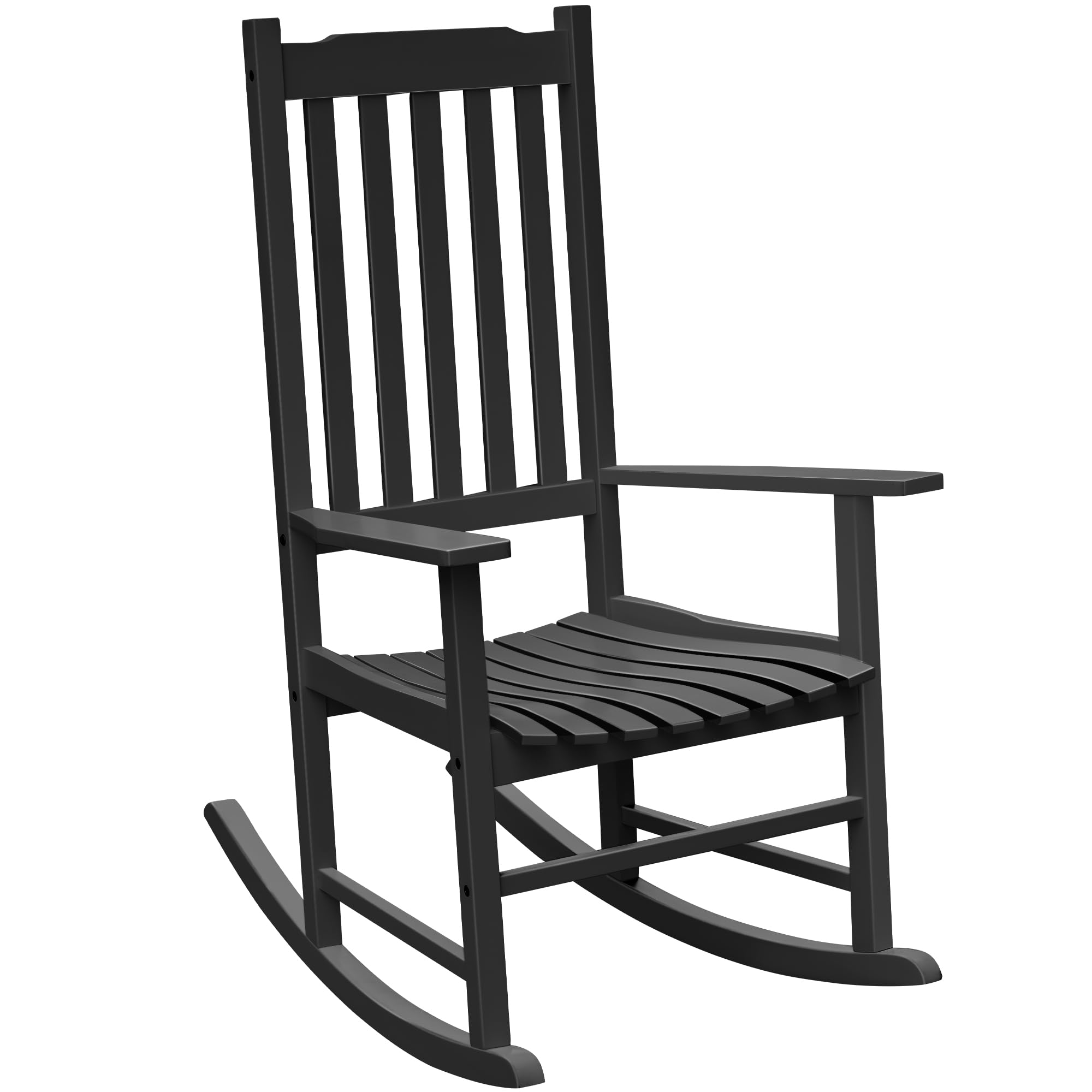 2 Acacia Wood Patio Rocking Chairs, High Back Brown