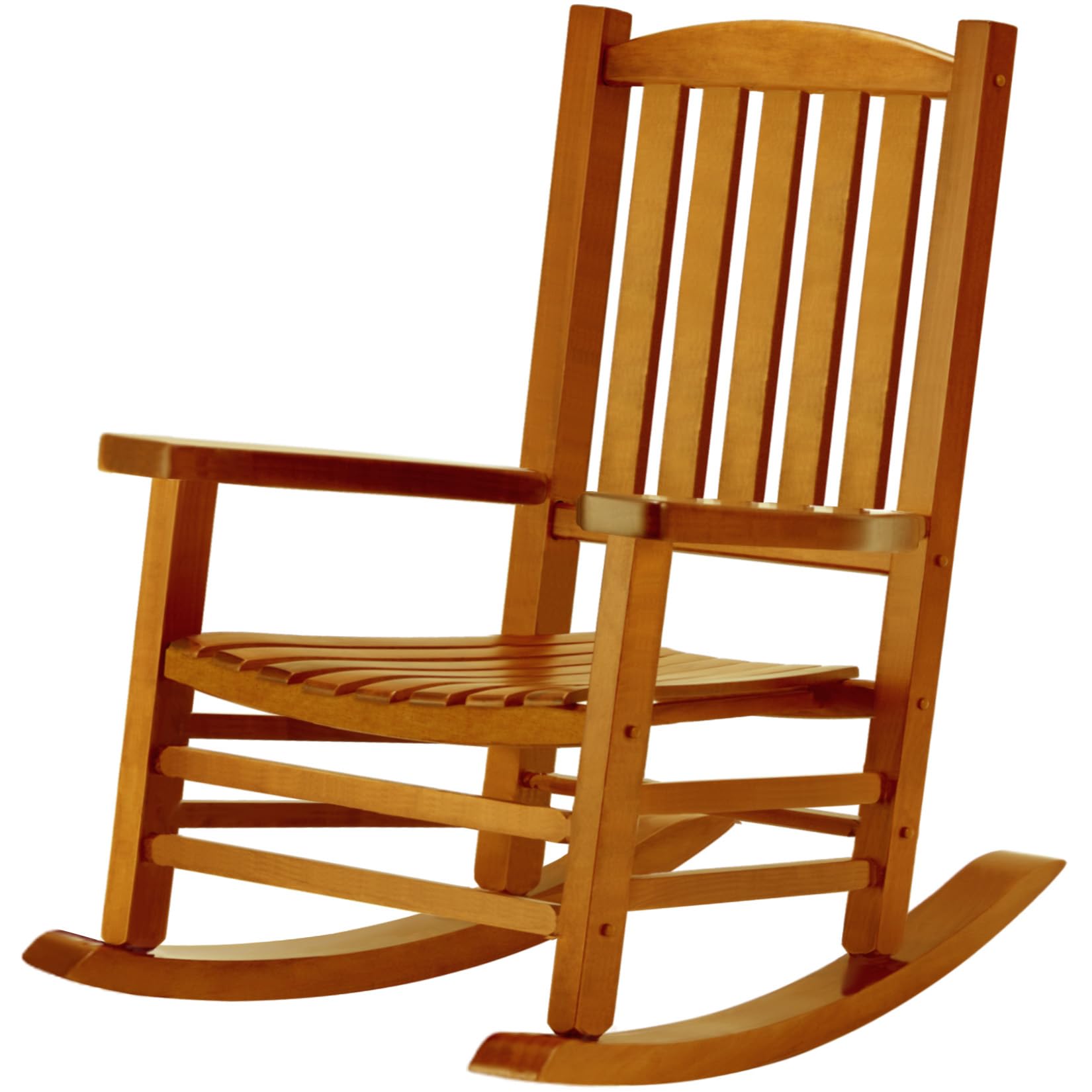 Hupmad Wooden Oversized Porch Rocker Chair with High Back and Armrest, All Weather Slatted Rocker for Backyard, Garden, 400 lbs Support, Natural