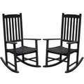 2 Acacia Wood Patio Rocking Chairs, High Back Brown
