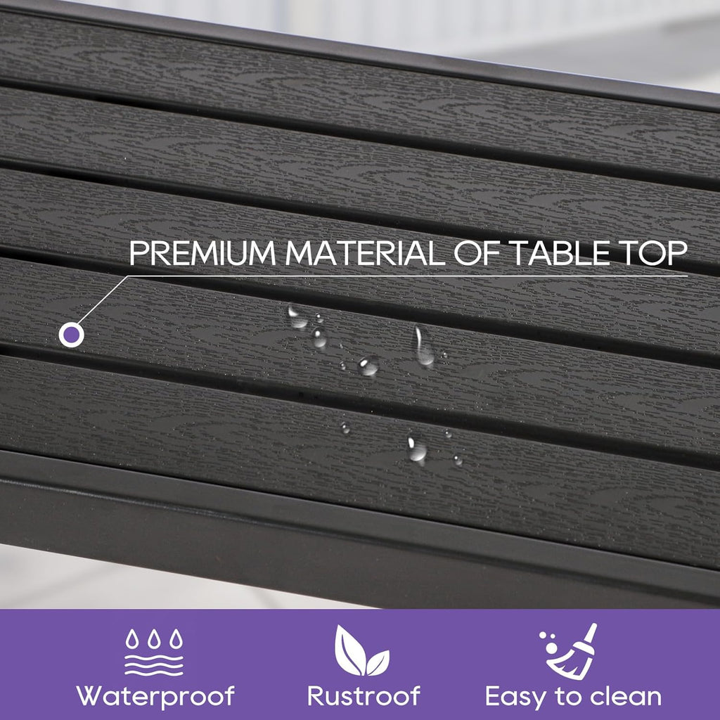 Outdoor Bar Table, 63" Black Patio Counter Height Bar Table, Outdoor Console Table with Weather Resistant Waterproof Top for Hot Tub, Balcony, Garden, Yard, Poolside,Black (Black, 63")