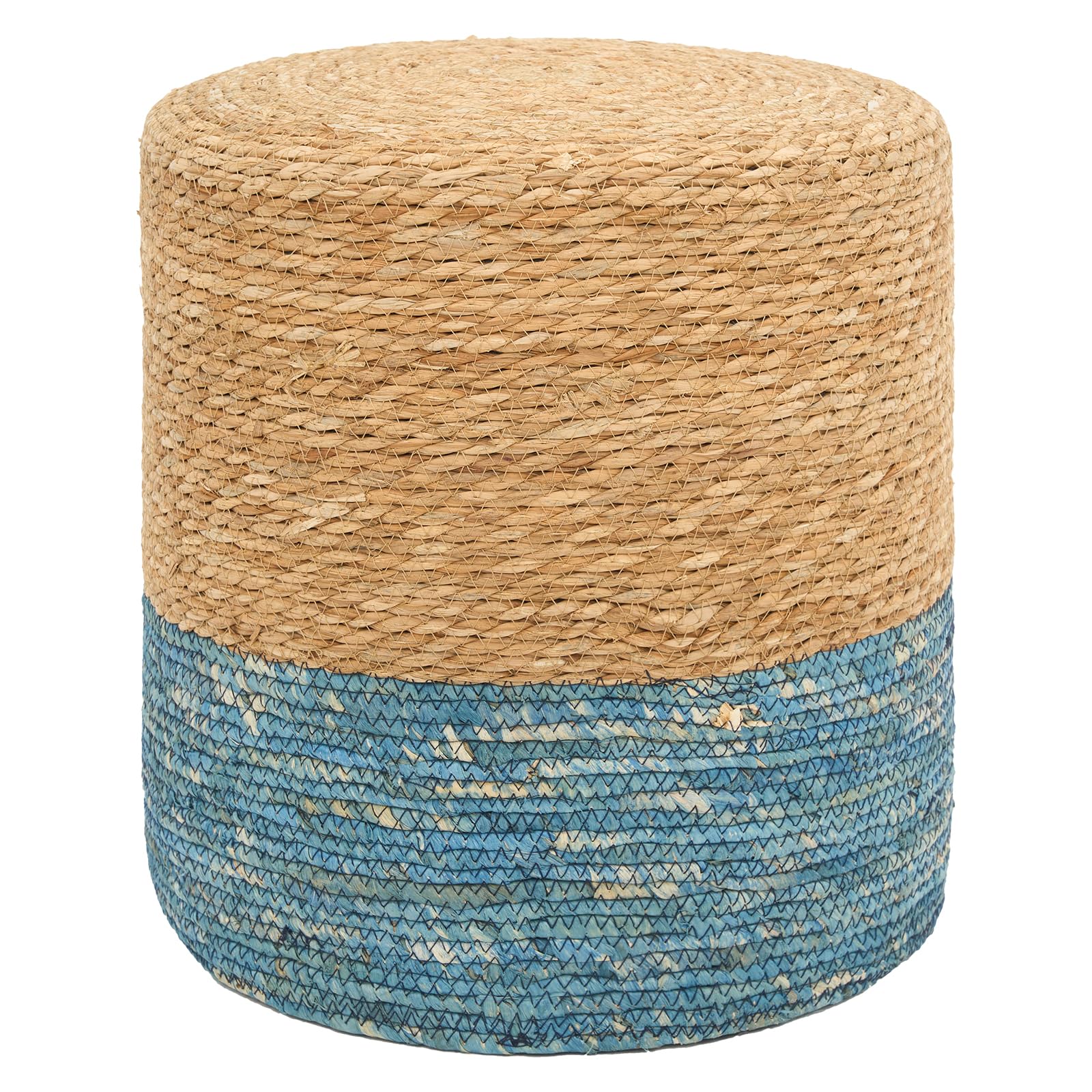 16" Natural Seagrass Braided Ottoman, Boho Round Footrest