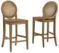 Crosley Furniture Katia Traditional Rattan Style Oval Cane-Back Counter Height Stool Set of 2, Bar Stools, Driftwood