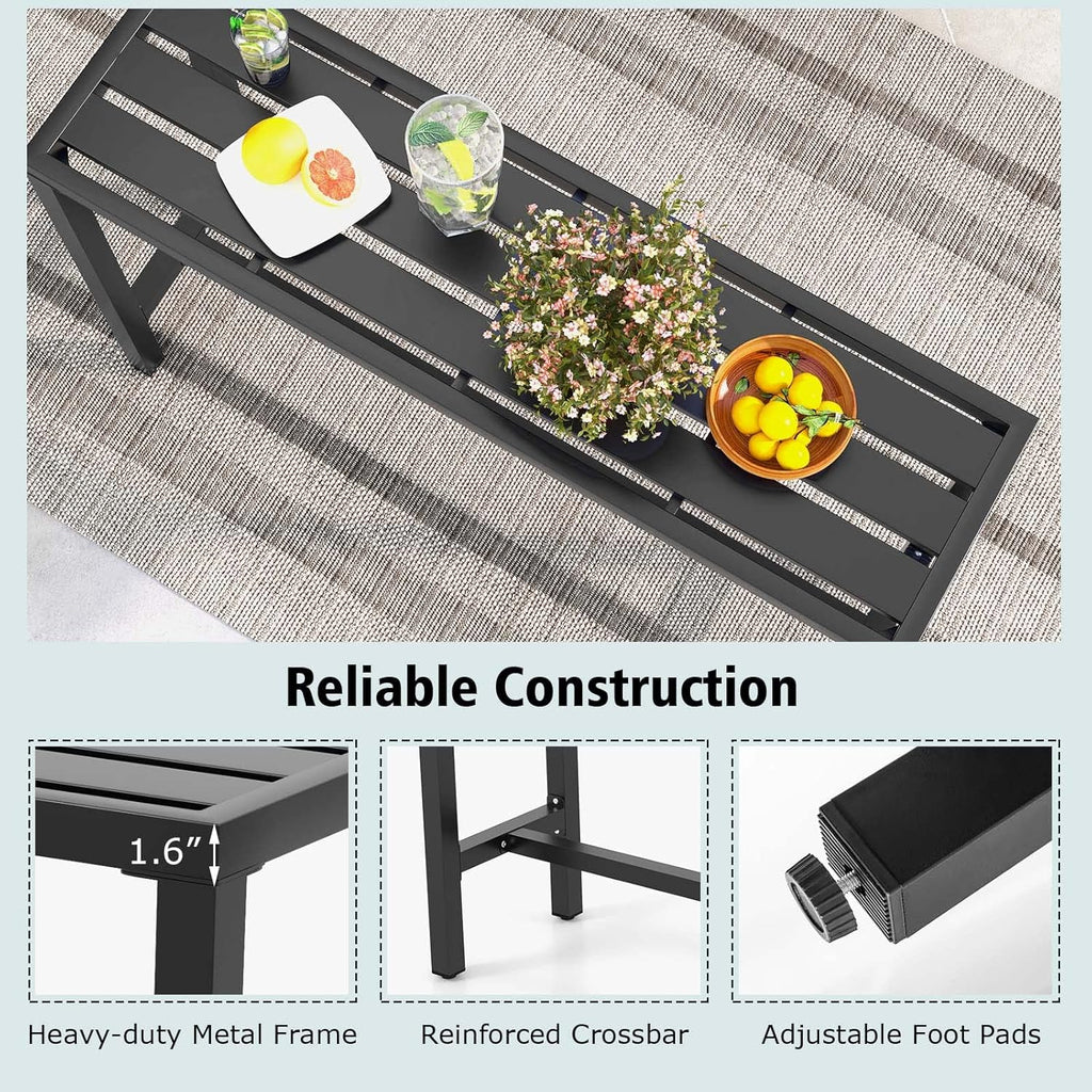 55" Outdoor Bar Table, Waterproof Rectangular Pub Table Black