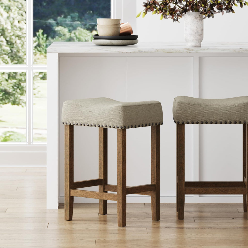 Nathan James Harvey Rattan Bar Stool, Bohemian Counter Height Stool with Woven Seagrass Seat, Solid Wood Legs, and Metal Footrest Seagrass/Brushed Black