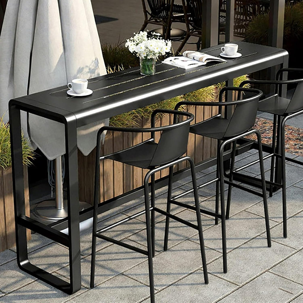 47" Industrial Metal Bar Table, Self-Draining Top Red