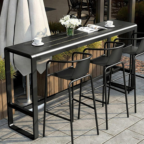 47" Industrial Metal Bar Table, Self-Draining Top Red