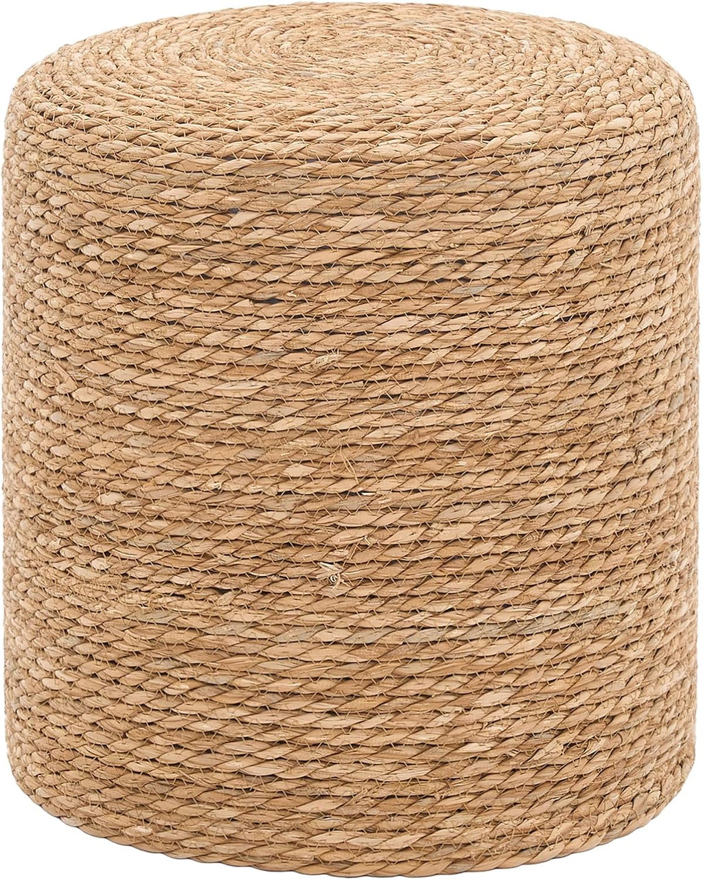 16" Natural Seagrass Braided Ottoman, Boho Round Footrest