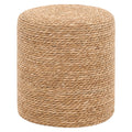 16" Natural Seagrass Braided Ottoman, Boho Round Footrest