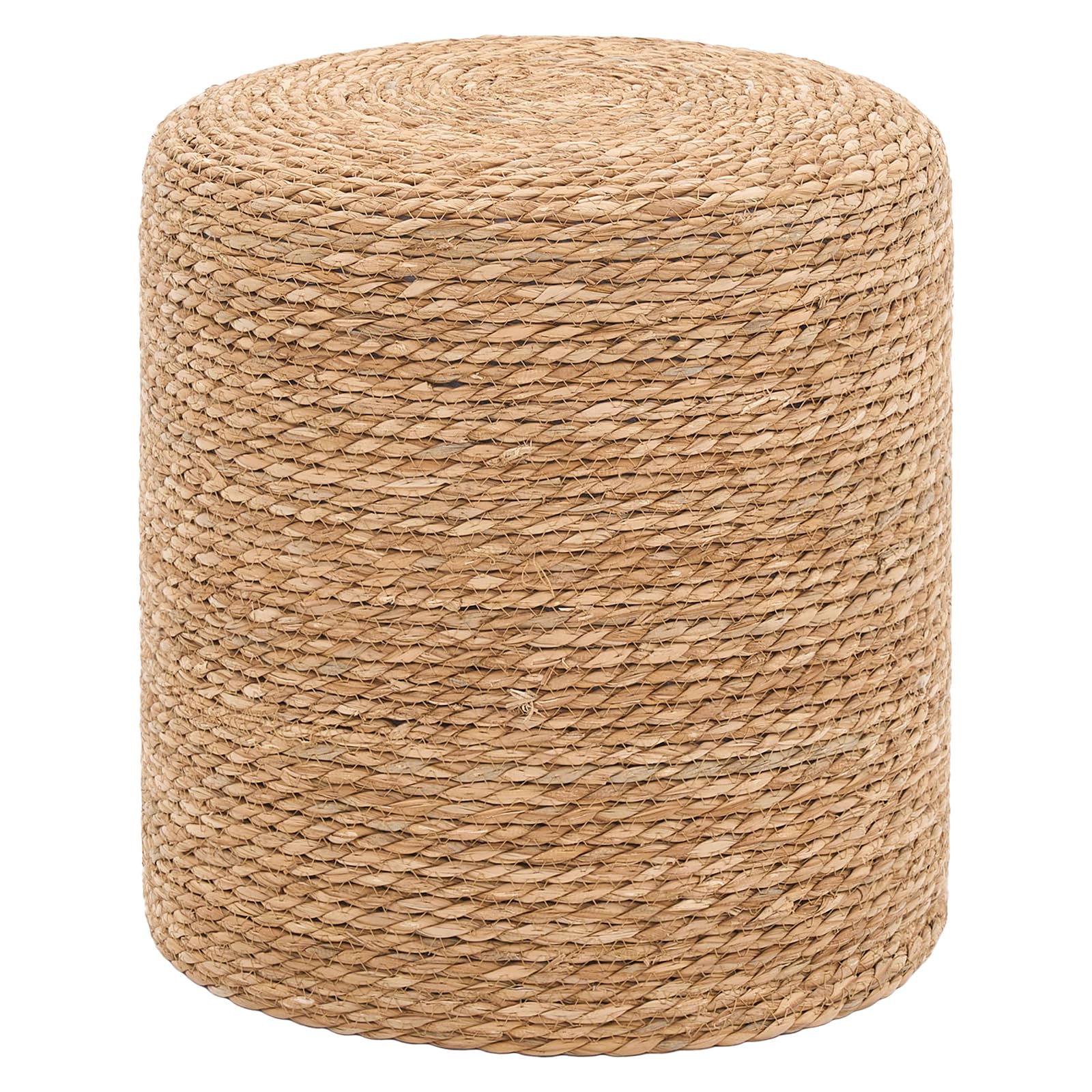 16" Natural Seagrass Braided Ottoman, Boho Round Footrest