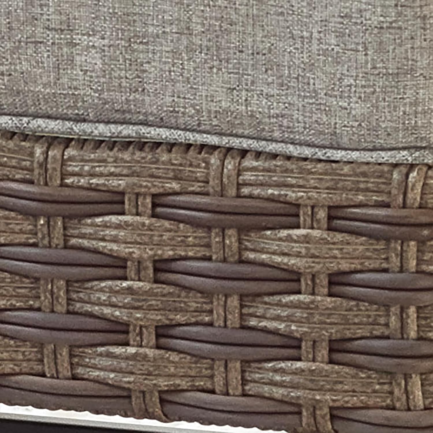 Outdoor Cushioned Ottoman Wicker Patio Furniture Ottoman with Grey Cushion Metal Steel Frame