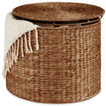 Best Choice Products Large Round Storage Ottoman W/Lid, Handwoven Water Hyacinth Footstool, Accent Stool, Side Table, Storage Container, Plant Stand For Living Room, Office, or Bedroom - Natural