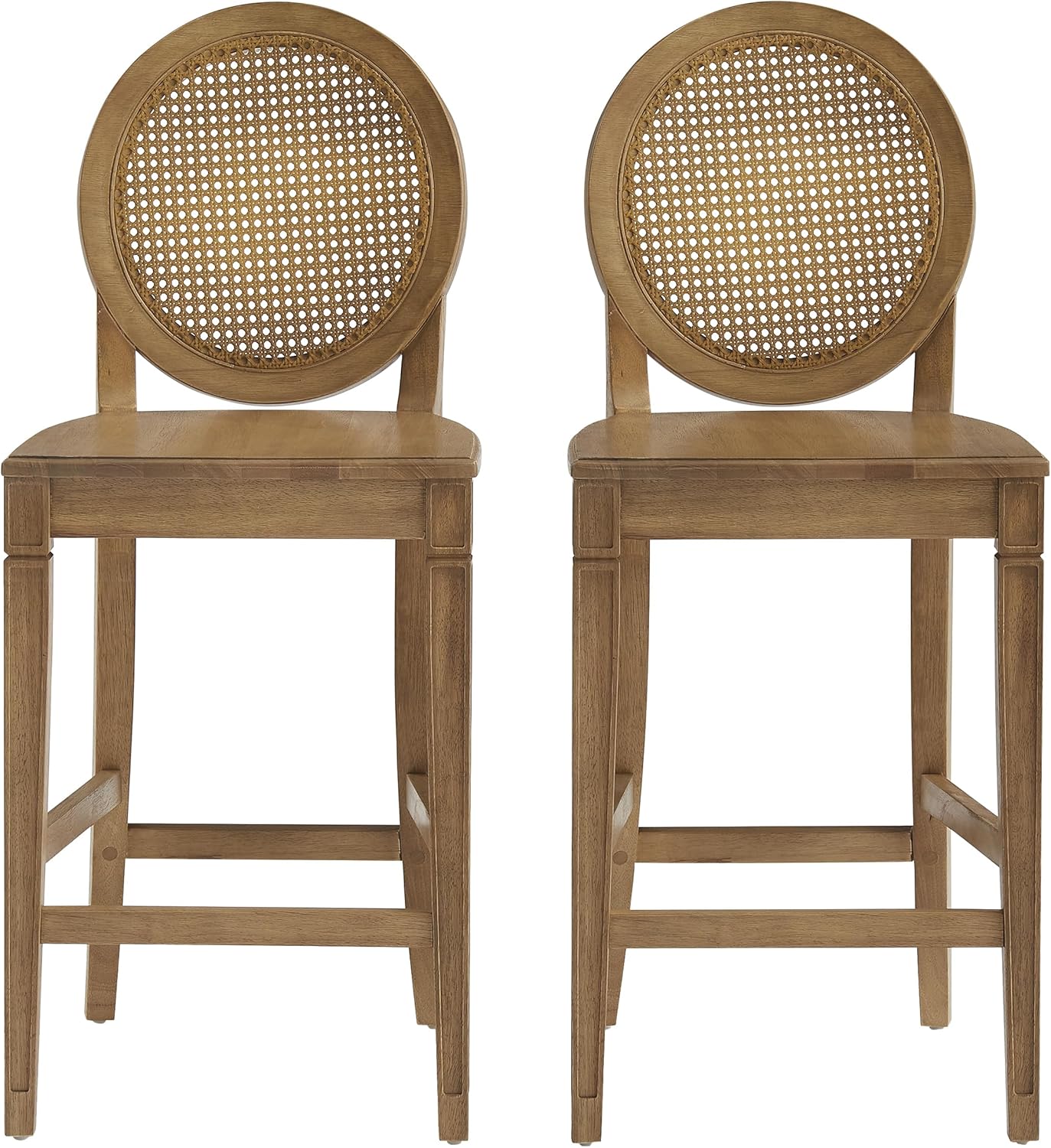 Crosley Furniture Katia Traditional Rattan Style Oval Cane-Back Counter Height Stool Set of 2, Bar Stools, Driftwood